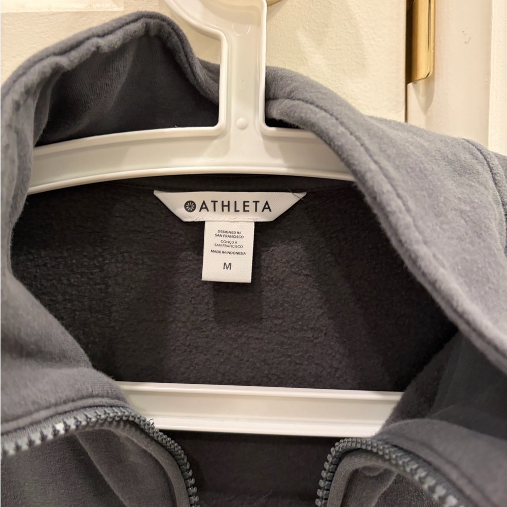Athleta Charcoal Gray Full-Zip Fleece Hoodie